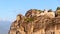 Scenic view of a Monastery in the Meteora rock landscape, Greece