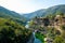 Scenic view on Moraca canyon and new bridge, Montenegro