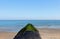 Scenic view of a mossy trail on a sandy shore leading to the tranquil sea in Norderney