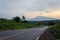 Scenic view of Mount Cameroon mountain with green forest during sunset, Cameroon, Africa