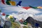 Scenic view of Mount Everest 8,848 m and Lhotse 8,516 m at gokyo ri mountain peak near gokyo lake during everest base camp