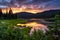 Scenic view of Mount Rainier reflected across the reflection lakes