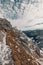 Scenic view of mountain Hohes Brett covered by snow under dramatic blue sky