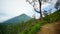 A scenic view of mountaineous terrain from the top of Ijen mountain in Banyuwangi, Indonesia