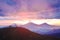 Scenic view of Mountains against sky during Sunrises. Located in Dieng, Indonesia