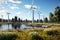 Scenic View of Multiple Wind Turbines in the Serene Countryside Landscape