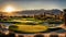 Scenic view on natural ripple sand pattern during sunrise