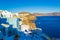 Scenic view of Oia town Santorini island landscape and Caldera Greece