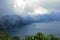 The scenic view oif fantastic foggy mountain lake