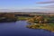 Scenic View over Dam Landscape of West Central Scotland