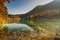 Scenic view over nature reserve at Fusine Lake in Italy