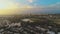 Scenic view over Tel Aviv green skyline, High rise drone from residential houses over green Central park and pond in the