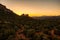 scenic view panoramic landscape, Sedona, Arizona at sunset.