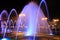 The scenic view of picturesque fountain with colorful illumination at night, Ukraine Dnepropetrovsk city, Dnipro . Creative water