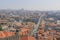 Scenic view of Porto, Portugal from the window of the tower. Orange roofs of the houses