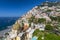 Scenic view of Positano, beautiful Mediterranean village on Amalfi Coast in Campania, Italy
