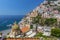 Scenic view of Positano, beautiful Mediterranean village on Amalfi Coast in Campania, Italy