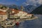 Scenic view of the postcard perfect historic town of Perast in the Bay of Kotor on a sunny day in the summer, Montenegro