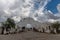 Scenic view of the rear entrance into the San Xavier del Bac Mission in Tucson, Arizona