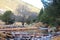 Scenic view of a river flowing through the Andorran landscape on a sunny autumn day