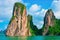 Scenic view of rock islands in Halong Bay, Vietnam