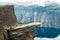 Scenic View Of Rock Trolltunga - Troll Tongue In Norway. Rock In