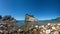 Scenic view of the rocks and sea on the Sveti Nikola island. Montenegro, Adriatic sea, Europe