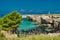 Scenic view of the rocky cliffs of St. Andrew on the coast of Salento, in Apulia Italy.