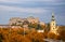 Scenic view of Royal Castle and Saint Catherine church from Gellert hill in Budapest, Hungary