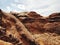 Scenic view of sand dune at arid landscap