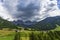 Scenic view of Santa Maddalena village church. Dolomites, Val di Funes, Italy