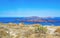 Scenic view from Santorini Caldera cliff top Greece