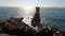 Scenic view of the sea with coastline rocks under the clear blue sky in Peniche, Portugal