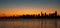 Scenic view of the Seattle skyline at sunset.