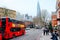 Scenic view of the Shard skyscraper in London, England on the street in daylight