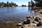 Scenic view of shoreline and clear water along Lake Muskoka at Bala Bay