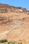 Scenic view of the snake path trail and the cable car to Masada fortress, Masada National Park, Israel