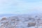 A scenic view of a snow storm in a Scottish mountain with high wind, snow and blizard conditions