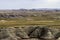 scenic view of South Dakota Badlands eroded landforms and prairie