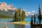 Scenic view on Spirit Island in Maligne Lake, Jasper National Park, Alberta, Canada.