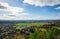 A scenic view of Stirling city suburbs and countryside from the
