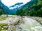 Scenic view of stream flowing in Harsil valley in Uttarakhand, INDIA