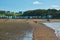 Scenic view of the Street leading towards the Tankerton Bay beach huts in Whitstable, Kent, UK