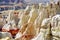 Scenic view of stunning white striped sandstone hoodoos in Coal Mine Canyon near Tuba city, Arizona