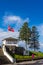 Scenic view at summer day from Top of Mount Floyen Glass Balcony Viewpoint mountain on terrasse kios. Bergen Hordaland