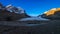 Scenic view of the sunrise over the Athabasca Glacier in the Jasper National Park, Alberta, Canada