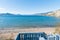 Scenic view of Three Mile Beach on Okanagan Lake near Penticton, BC, Canada