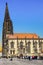 Scenic view to facade of old historic houses in panoramic view at the Prinzipal markt engl: square of the prince in Muenster