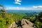 Scenic view from top of Waterrock Knob Overlook on Blue Ridge Parkway in Summer.