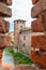 Scenic view of a tower of the medieval Castelvecchio castle in Verona